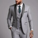 Traje de 3 piezas para hombre, talla de EE. UU., con solapa y cuello negro, abrigo, chaleco y pantalón / Traje formal de negocios, para novio, boda, blazer, pantalón y chaleco