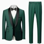 Traje de 3 piezas para hombre, talla de EE. UU., con solapa y cuello negro, abrigo, chaleco y pantalón / Traje formal de negocios, para novio, boda, blazer, pantalón y chaleco - Imagen 5