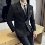 (Chaquetas + Pantalones + chaleco) traje de lujo a rayas para hombre versión coreana moda elegante esmoquin ajustado trajes formales de boda para novio - Imagen 5