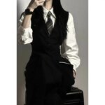 Traje de chaleco negro para hombre, corte ajustado, para primavera y otoño, sensación de alta gama, ropa exterior para ceremo... - Imagen 4