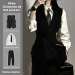 Traje de chaleco negro para hombre, corte ajustado, para primavera y otoño, sensación de alta gama, ropa exterior para ceremo...