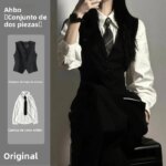 Traje de chaleco negro para hombre, corte ajustado, para primavera y otoño, sensación de alta gama, ropa exterior para ceremo... - Imagen 2