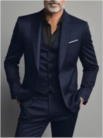 Conjuntos de trajes elegantes para hombre: conjunto de esmoquin ajustado para bodas y ocasiones formales, traje negro - Imagen 4