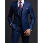 Traje (Blazer + chaleco + pantalones) traje de boda informal de estilo británico de negocios de caballero a la moda para presentador de banquete de color sólido - Imagen 3
