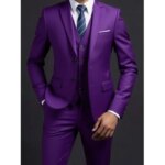 Traje (Blazer + chaleco + pantalones) traje de boda informal de estilo británico de negocios de caballero a la moda para presentador de banquete de color sólido - Imagen 2