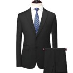 Traje Casual para Hombre, Dos Piezas, Corte Slim Fit, Estilo Formal Coreano, Traje de Novio, Ropa de Vestir Occidental para Novio - Imagen 5