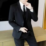 Traje Casual para Hombre, Dos Piezas, Corte Slim Fit, Estilo Formal Coreano, Traje de Novio, Ropa de Vestir Occidental para Novio - Imagen 3
