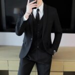 Traje Casual para Hombre, Dos Piezas, Corte Slim Fit, Estilo Formal Coreano, Traje de Novio, Ropa de Vestir Occidental para Novio - Imagen 2