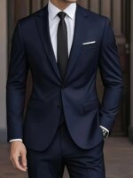 Conjunto de traje de 2 piezas color burdeos para hombre (solo blazer + pantalones, no incluye chaleco), chaqueta y pantalones formales ajustados para negocios, bodas y fiestas