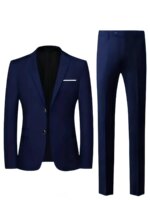 Conjunto de traje de 2 piezas color burdeos para hombre (solo blazer + pantalones, no incluye chaleco), chaqueta y pantalones formales ajustados para negocios, bodas y fiestas - Imagen 5