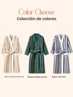Conjunto de Bata de Felpa Coral para Hombre, Ropa de Casa de Lujo, Pijama Largo de Poliéster, Ropa de Invierno Gruesa para el... - Imagen 5