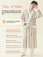 Conjunto de Bata de Felpa Coral para Hombre, Ropa de Casa de Lujo, Pijama Largo de Poliéster, Ropa de Invierno Gruesa para el... - Imagen 2