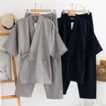 Conjunto de ropa de dormir de 2 piezas para hombre de algodón