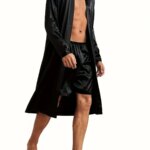 Camisón para hombre con escote en V y de manga larga