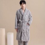 Conjunto de ropa de dormir de 2 piezas para hombre de franela y de manga larga - Imagen 5