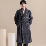 Conjunto de ropa de dormir de 2 piezas para hombre de franela y de manga larga