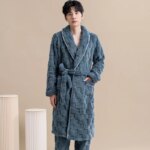 Conjunto de ropa de dormir de 2 piezas para hombre de franela y de manga larga - Imagen 2
