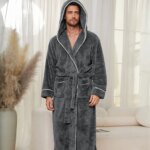 Otoño e Invierno cómoda franela de algodón de lujo tejido abierto ropa de dormir para parejas albornoz cálido para hombres ropa de dormir