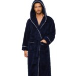 Otoño e Invierno cómoda franela de algodón de lujo tejido abierto ropa de dormir para parejas albornoz cálido para hombres ropa de dormir - Imagen 5