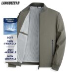 Premium antiarrugas primavera otoño impermeable hombres Blazer chaqueta cortavientos cuello de béisbol negocios Casual abrigos ligeros