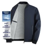 Premium antiarrugas primavera otoño impermeable hombres Blazer chaqueta cortavientos cuello de béisbol negocios Casual abrigos ligeros - Imagen 3