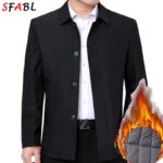 Blazers acolchados cálidos para hombre, chaqueta de invierno, chaquetas de invierno informales de lujo para hombre, abrigo Formal de oficina para negocios, prendas de vestir, color negro - Imagen 4