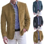 Otoño Invierno chaqueta Blazer de gamuza informal para hombre chaquetas de moda con botones de un solo pecho de Color sólido de manga larga