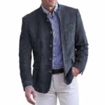 Otoño Invierno chaqueta Blazer de gamuza informal para hombre chaquetas de moda con botones de un solo pecho de Color sólido de manga larga - Imagen 4