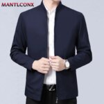Chaqueta informal de cuello alto para hombre, abrigo de vestir de oficina, Blazer Social de calidad, chaqueta de negocios suelta de Color sólido, de lujo