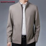 Chaqueta informal de cuello alto para hombre, abrigo de vestir de oficina, Blazer Social de calidad, chaqueta de negocios suelta de Color sólido, de lujo - Imagen 3