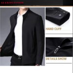 Chaqueta informal de cuello alto para hombre, abrigo de vestir de oficina, Blazer Social de calidad, chaqueta de negocios suelta de Color sólido, de lujo - Imagen 5