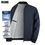 Chaqueta Blazer impermeable antiarrugas de primera calidad para hombre, cortavientos, abrigos ligeros informales de negocios con cuello de béisbol para primavera y otoño