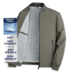 Chaqueta Blazer impermeable antiarrugas de primera calidad para hombre, cortavientos, abrigos ligeros informales de negocios con cuello de béisbol para primavera y otoño - Imagen 2