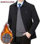 Chaqueta gruesa y cálida para hombre, blazer informal de negocios, cortavientos interior acolchado, abrigo de lujo para otoño e invierno, XL - Imagen 3