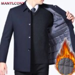 Chaqueta gruesa y cálida para hombre, blazer informal de negocios, cortavientos interior acolchado, abrigo de lujo para otoño e invierno, XL - Imagen 4