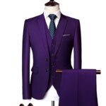 Traje de esmoquin formal ajustado para hombre, traje de novio para boda, blazer de alta calidad, traje de lujo para padrino, traje de negocios para banquete y fiesta. - Imagen 3