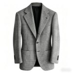 Blazer a cuadros Houndstooth para hombre, corte ajustado, mezcla de lana, abrigo deportivo informal, chaqueta con solapa de dos botones, esmoquin formal de negocios