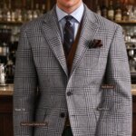 Otoño Invierno trajes de hombre chaqueta Formal de un solo pecho chaqueta a cuadros ropa de Tweed esmoquin negocios Casual fiesta hombres abrigos deportivos - Imagen 5