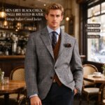 Otoño Invierno trajes de hombre chaqueta Formal de un solo pecho chaqueta a cuadros ropa de Tweed esmoquin negocios Casual fiesta hombres abrigos deportivos