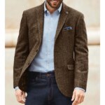 Blazer de Traje de Tweed Espigado para Hombre, Chaqueta Clásica con Solapa de Muesca, Elegante, Ajuste Delgado, Moda Sencilla, Casual, Ropa Exterior de Negocios - Imagen 2