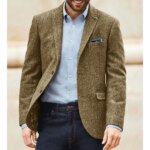Blazer de Traje de Tweed Espigado para Hombre, Chaqueta Clásica con Solapa de Muesca, Elegante, Ajuste Delgado, Moda Sencilla, Casual, Ropa Exterior de Negocios - Imagen 4