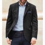Blazer de Traje de Tweed Espigado para Hombre, Chaqueta Clásica con Solapa de Muesca, Elegante, Ajuste Delgado, Moda Sencilla, Casual, Ropa Exterior de Negocios - Imagen 3