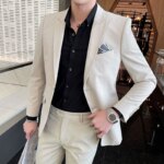 2025 Traje de negocios para hombre Vestido de novia ajustado Conjunto de dos piezas M-4XL Pantalones de banquete todo en uno guapos y elegantes - Imagen 5