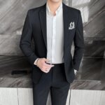 2025 Traje de negocios para hombre Vestido de novia ajustado Conjunto de dos piezas M-4XL Pantalones de banquete todo en uno guapos y elegantes - Imagen 3