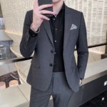 2025 Traje de negocios para hombre Vestido de novia ajustado Conjunto de dos piezas M-4XL Pantalones de banquete todo en uno guapos y elegantes - Imagen 4
