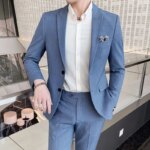 2025 Traje de negocios para hombre Vestido de novia ajustado Conjunto de dos piezas M-4XL Pantalones de banquete todo en uno guapos y elegantes - Imagen 2