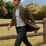 Blazer Casual para Hombre, Chaqueta de Traje de Lana con Estampado de Pata de Gallo, Solapa con Muescas, Corte Ajustado, para Negocios, Formal, Deportivo, Ropa Exterior - Imagen 2