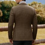 Blazer Casual para Hombre, Chaqueta de Traje de Lana con Estampado de Pata de Gallo, Solapa con Muescas, Corte Ajustado, para Negocios, Formal, Deportivo, Ropa Exterior - Imagen 6