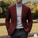 Blazer Casual para Hombre, Chaqueta de Traje de Lana con Estampado de Pata de Gallo, Solapa con Muescas, Corte Ajustado, para Negocios, Formal, Deportivo, Ropa Exterior - Imagen 3