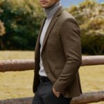 Blazer Casual para Hombre, Chaqueta de Traje de Lana con Estampado de Pata de Gallo, Solapa con Muescas, Corte Ajustado, para Negocios, Formal, Deportivo, Ropa Exterior - Imagen 5